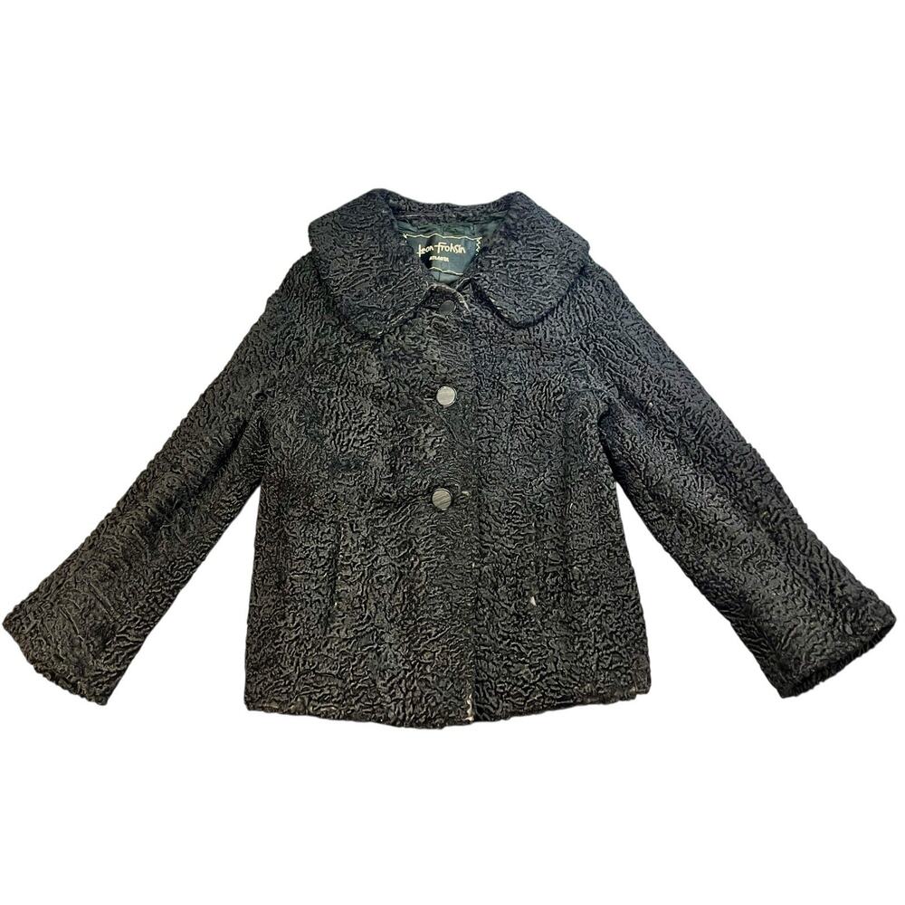 Vintage Leon Frohsin Persian Lamb Coat Women’s Small Black Textured Jacke